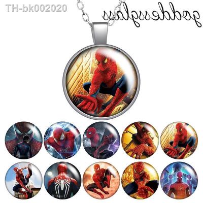 ◎∋□ Disney Spider man Marvel Avengers Hero Round Photo Glass cabochon silver plated/Crystal pendant necklace jewelry Gift