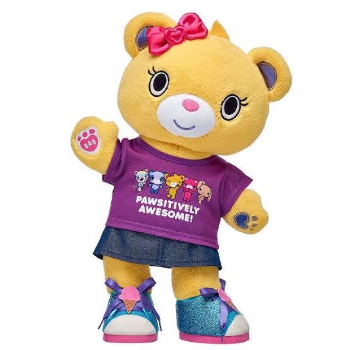 ตุ๊กตาหมีบิ้วอะแบร์-กาบุ-kabu-series-หมีสีเหลืองพร้อมโบว์-ขนนุ่มมาก-build-a-bear-workshop-สินค้ามือสองจากอเมริกา