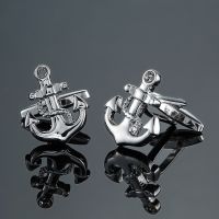 Free shipping new silvery anchor cufflinks fashion men 39;s shirt cufflinks senior designer elaborate design brand shirt buttons