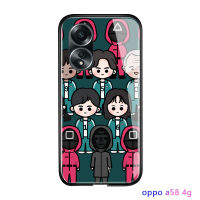 เคสโทรศัพท์พร้อมสำหรับ A58 OPPO 4G เคสกระจกนิรภัยขอบนิ่มลายการ์ตูนกรอบหลังนิ่มกันกระแทก