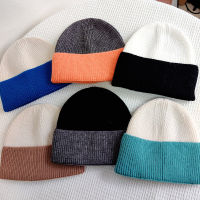 ฤดูหนาวใหม่ Patchwork ถักหมวกอบอุ่นสำหรับผู้ชายผู้หญิงผ้าขนสัตว์ Corchet Beanies Skullies หมวก Casual สกีสเก็ต Pullover Bonnet Unisex