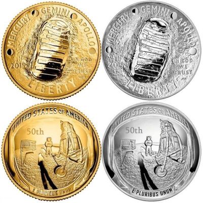 โปรโมชั่น2ชิ้น/ล็อต2019เรา50th ครบรอบ11ร่อนลงบนดวงจันทร์รอยเท้าของขวัญเหรียญที่ระลึก