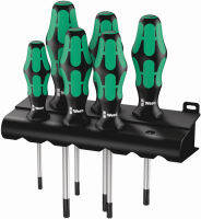 Wera 05028062001 Kraftform Plus 367/6 Torx Screwdriver Set and Rack, 6-Piece,MULTI,TX10x80mm, TX15x80mm, TX20x100mm, TX25x100mm, TX30x115mm, TX40x140mm