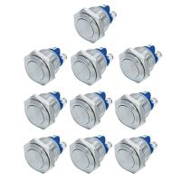 10Pcs 16mm Metal Momentary Push Button Switch for Car RV Truck Boat (Silver, 16mm)