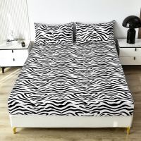 Black white leopard zebra bed Fitted Sheets sabanas Mattress Cover With Elastic Microfiber 90x200x30 180x200x30 150x200x30