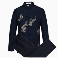 【CW】 Novelty Clothes Suits Mens Long Sleeve Kung Fu Sets Traditional Chinese Embroider Dragon Tang Suit Clothing Sets