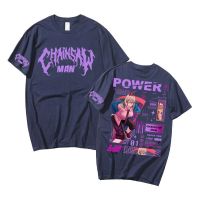 Mens Large T-shirt Men Manga Oversized Soft Cotton Tshirt Streetwear Anime Chainsaw Man Power Printed Tshirts Loose T