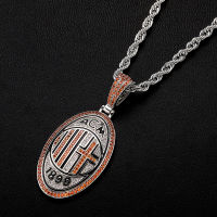 European and American Style High Quality Golden AC Milan Medal Ice Cravejado AAA+ Cubic Zircon Necklace&amp;Pendant Jewelry for Gift