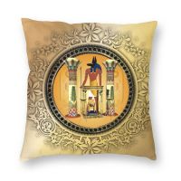 [FAZOZO Home Textile Store] สไตล์นอร์ดิกอียิปต์โบราณ Anubis โยนปลอกหมอนตกแต่งบ้านอียิปต์พระเจ้าฟาโรห์ปลอกหมอนอิง40x40เซนติเมตรปลอกหมอนสำหรับโซฟา