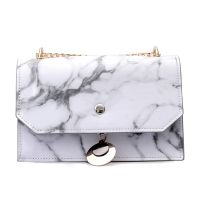Summer Marble Pattern Glossy Leather Chic Chain Bag Shoulder Bag Handbags Messenger Bag