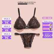 Bộ đồ lót ren không gọng đệm mỏng họa tiết da beo kiểu quần sexy chất liệu