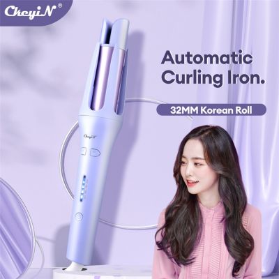 ✴▽ CkeyiN Upgrade Automatic Curling Iron Ceramic Hair Curler Iron with 4 Temperatures 110-220V Hair Styler 32mm 自動卷發棒HS545