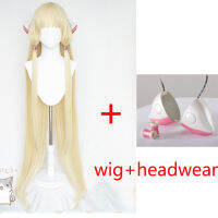 51 inches 130cm Long Milk Golden Chobits Chii Blonde Cosplay Wigs With Cosplay Prop Ears Heat Resistance Hair Wigs a wig cap