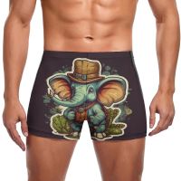 Elephant Swimming Trunks Cute Nature Style Training Print Swim Shorts Stay-in-Shape Plus Size Men Swimsuit Swimwear