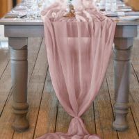 ﹍✜❁ wedding gift gauze table runner party table banner personalize 29x122 inch wedding decoration pink guaze napkins and runners