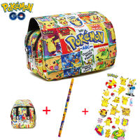 เคส Pokemon Pikachu Pencill ชุดโรงเรียนการ์ตูนปากกาดำกระเป๋าโรงเรียนเครื่องเขียนสติกเกอร์อนิเมะของขวัญงานเลี้ยงวันเกิดเด็ก