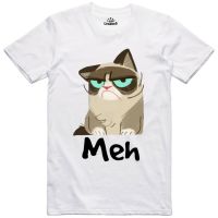 New summer Funny T-Shirt Grumpy Cat Meh Premium Gildan Ring Spun Tee boyfriend gift