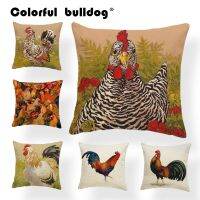 [HOT LZLLZKLKLWGH 559] Retro Shabby Chic Pattern Cover Pillows Watercolor Rooster Throw Pillowcase Farmhouse Sofa Decor Polyester Blend Cover Pillows