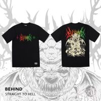 ?พร้อมส่ง? Shy-เสื้อผู้ชาย/ผู้หญิง S-XXXL T-shirt Tshirt BEHIND เสื้อยืด “ STRAIGHT TO HELL “  แขนสั้น แนวสตรีท Oversize เสื้อยืดชาย หญิง