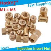 Brass Injection Insert Nut Double Oblique Knurled Copper Nut Knurled Threaded Insert for Plastic Embedded Parts M1.4-M3 100Pcs Nails  Screws Fasteners