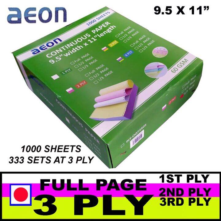 [MillionPesosDream] AEON 3Ply Carbonless Continuous Form Paper | Lazada PH