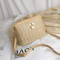 Casual Chains Straw Bucket Bags 2022 Women Summer Messenger Bag Rattan Bags Beach Lady Travel Purses and Handbags Shoulder Bag