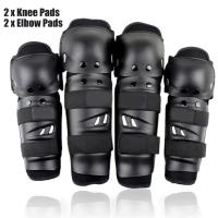 Black 4Pcs 2 x Knee Pads 2 x Elbow Pads Motorcycle Pad Protector Protection Gear Elbow Thickening Accessories Knee