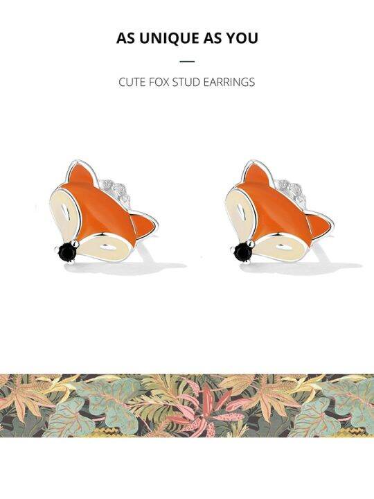 wostu-100-925-sterling-silver-cute-fox-ear-studs-mini-animal-stud-earrings-for-women-trendy-color-earrings-fine-party-jewelryth