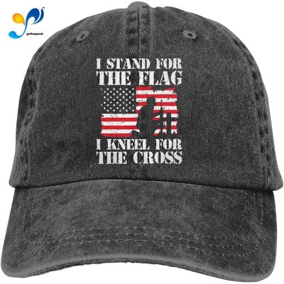 Unisex Classic I Stand For The Flag I Kneel For The Cross Dad Hat Men Women Adjustable Baseball Cap Sandwich Hat