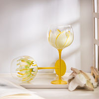 Hand-painted Flower Wine Glass Drinkware Tulip Crystal Glass Goblet Medieval Cups Champagne tail Wine Glasses Halloween Cup