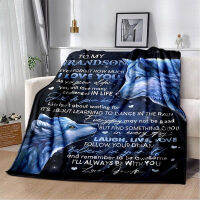 Dark Personalized Blanket To My Grandson From Grandpa Lighting Wolf Night Sky Blanket Sofa bed blanket All season plus blanket