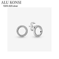 Hot Sale high quality 100 925 Sterling Silver Fit Original pan earrings For Women temperament luxury DIY Jewelry wedding gift