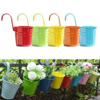 3/10pcs Wall Hanging Flower Pots 10 Colors Metal Flower Pots With Handle Iron Balcony Planters Bucket Flower Holder Garden Decor