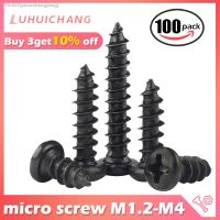 ☢ↂ✾ 50PCS/100Pcs M1 M1.2 M1.4 M1.7 M2 M2.3 M2.6 M3 PA Phillips Micro Laptop Screws Pan Head Self-tapping Electronic Small Wood Screw