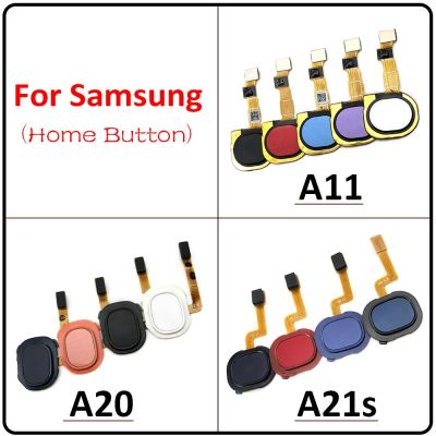 เครื่องสแกนลายนิ้วมือใหม่เหมาะสำหรับ Samsung A11 A115F A205F A20 A21S A217F ปุ่มโฮมเมนูกลับคืนลายนิ้วมือเซนเซอร์กุญแจ Flex