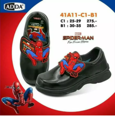 ADDAรองเท้านักเรียนชาย สีดำ ลาย Spiderman รุ่น 41N11-C1,B1