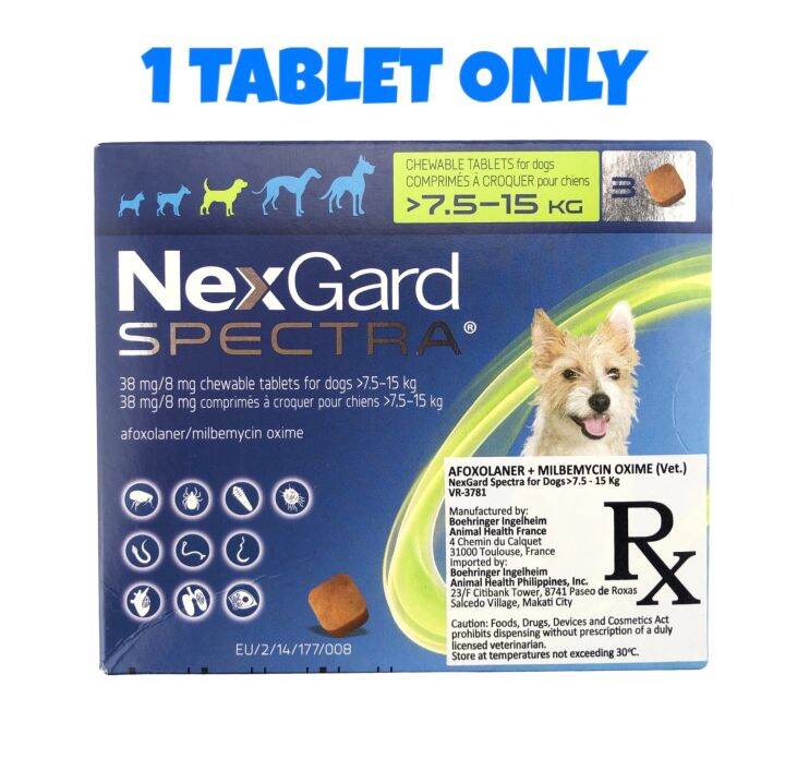 Nexgard spectra Chewable Tablet for Dogs. for 7.5 to 15 Kg ( 1 Tablet ...