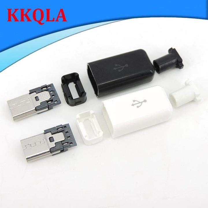 qkkqla-micro-usb-5pin-welding-type-male-plug-connectors-charger-5p-usb-tail-charging-socket-4-in-1-white-black