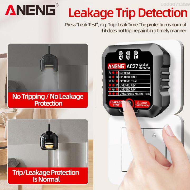 aneng-เครื่องทดสอบเต้าเสียบ250v-เครื่องทดสอบซ็อกเก็ตตรวจจับที่รวดเร็ว-เครื่องตรวจจับการรั่วไหลของปลั๊กขั้วสายดินอัตโนมัติวงจรไฟฟ้าขั้วเครื่องวัดโวลต์