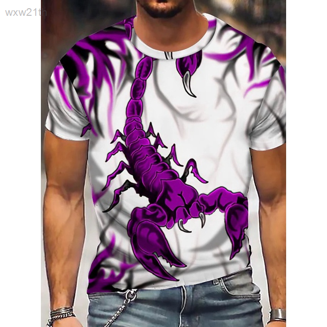 2023-mens-casual-short-sleeved-cotton-3d-scorpion-printed-t-shirt-unisex