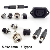 ♗✻ DC Female Power Supply 5.5 x 2.1mm Jack Charging Port Socket Electric Pcb Panel Mount Connector Threaded Metal Plug