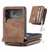 เคสกระเป๋าสตางค์มีซิปสำหรับ Samsung Galaxy Z Z Flip 4ฝาพับ Z 3 5G เคสพกพาไร้สายกระเป๋าเก็บบัตรหนังที่ถอดออกได้ SiChuanZhiChengMao