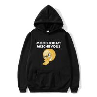 Funny Meme Mood Today MISCHIEVOUS Joke Print Hoodie Men Fashion Casual Loose Hooded Sweatshirt Mens Oversized Hoodies Size XS-4XL