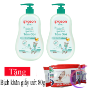 Combo 2 chai Sữa tắm gội Pigeon Jojoba 700ml dịu nhẹ Baby Wash 2 in 1 Tặng