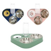 Double Water and Food Bowl Set Pet Water Dispenser Bottle Feeder Bowl Pet Bowls Dish for Small or Medium Size Dogs Cats