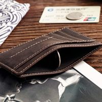 Genuine Cow Leather Man Wallet RFID Blocking Slim Wallet Money Clip Pocket Purse