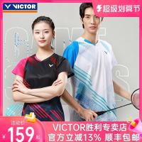 ชุดกีฬาแบดมินตัน Victor Victory ของแท้สำหรับผู้ชายและผู้หญิงชุดแข่งขันเสื้อยืดกีฬาถัก T-30007กีฬา