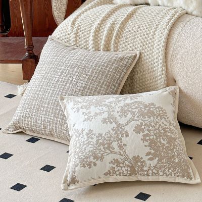 【SALES】 Light luxury cream style pillow French retro small fragrant living room sofa milk tea color cushion cover without core