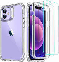 ESR Military-Grade 360° Hybrid Protection Compatible with iPhone 12 Case/iPhone 12 Pro Case [10FT Drop Tested] [Heavy Duty Shockproof ] with [2 Tempered Glass Screen Protectors], 6.1" - Clear