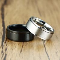 8MM Mens Top-Engraved Spinner Ring in Black and White Stainless Steel Men Wedding Band Male Jewelry Personalized2023